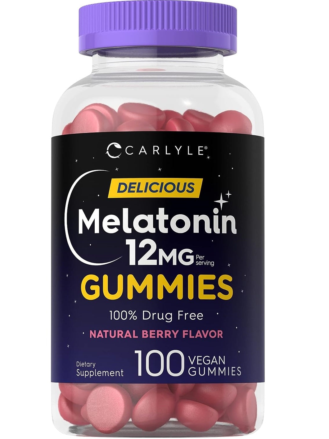 Melatonina de 12 mg para adultos, en gomitas, Carlyle, 100 gomitas