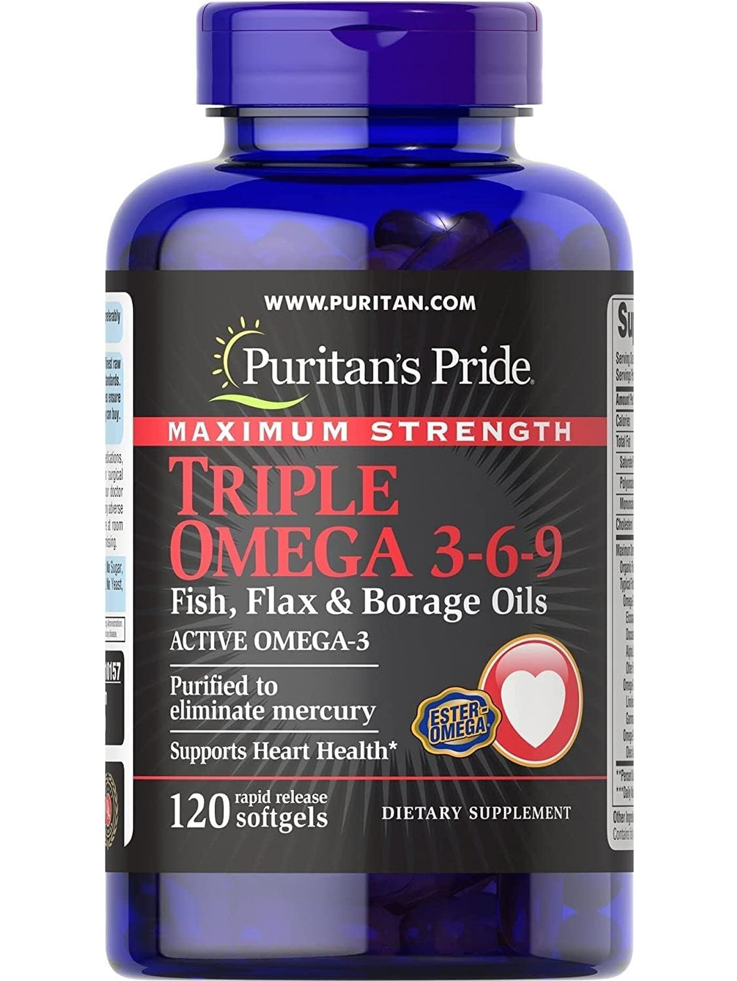 Triple Omega 3-6-9. Puritan’s Pride. 120 cápsulas