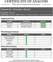 Cargar imagen en el visor de la galería, Vitamina D3 + K2, 60 gomitas
