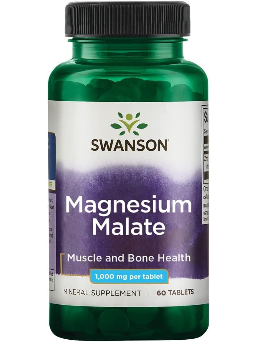 Malato de magnesio: Músculos, Huesos, Energía. Swanson. 1000 mg, 60 tabletas.