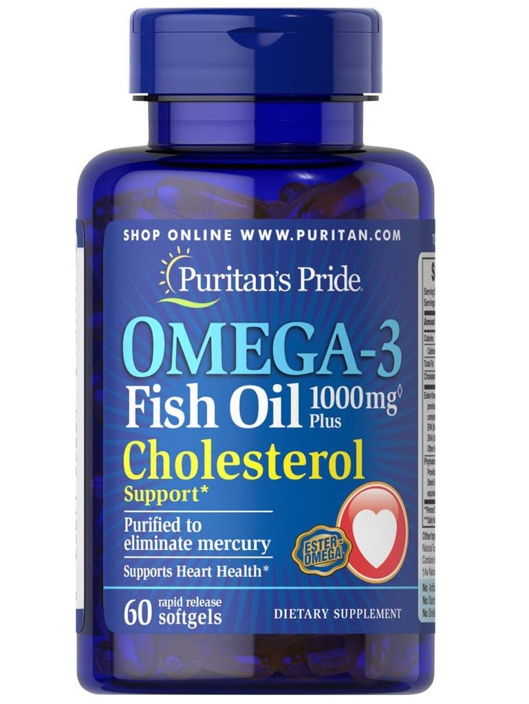 Omega 3, Puritan’s Pride, regula el colesterol, 60 cápsulas