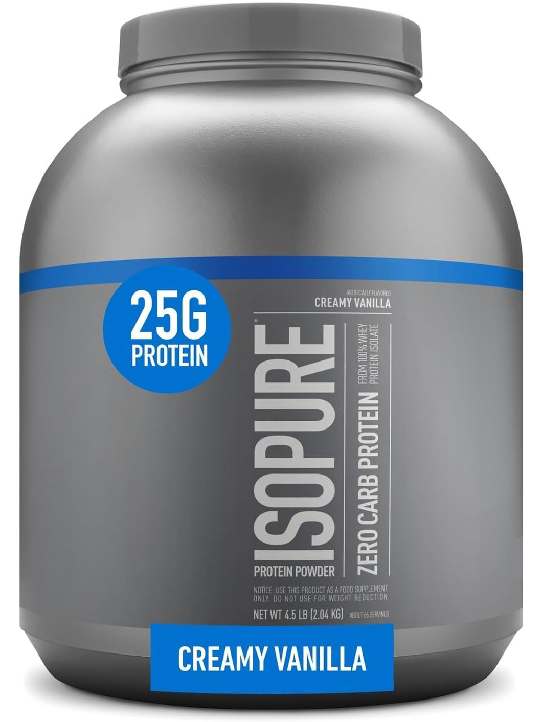 Isopure Proteína en polvo con cero carbohidratos, 100% aislado de proteína de suero, Keto Friendly, Vainilla. 4.5 Libras.