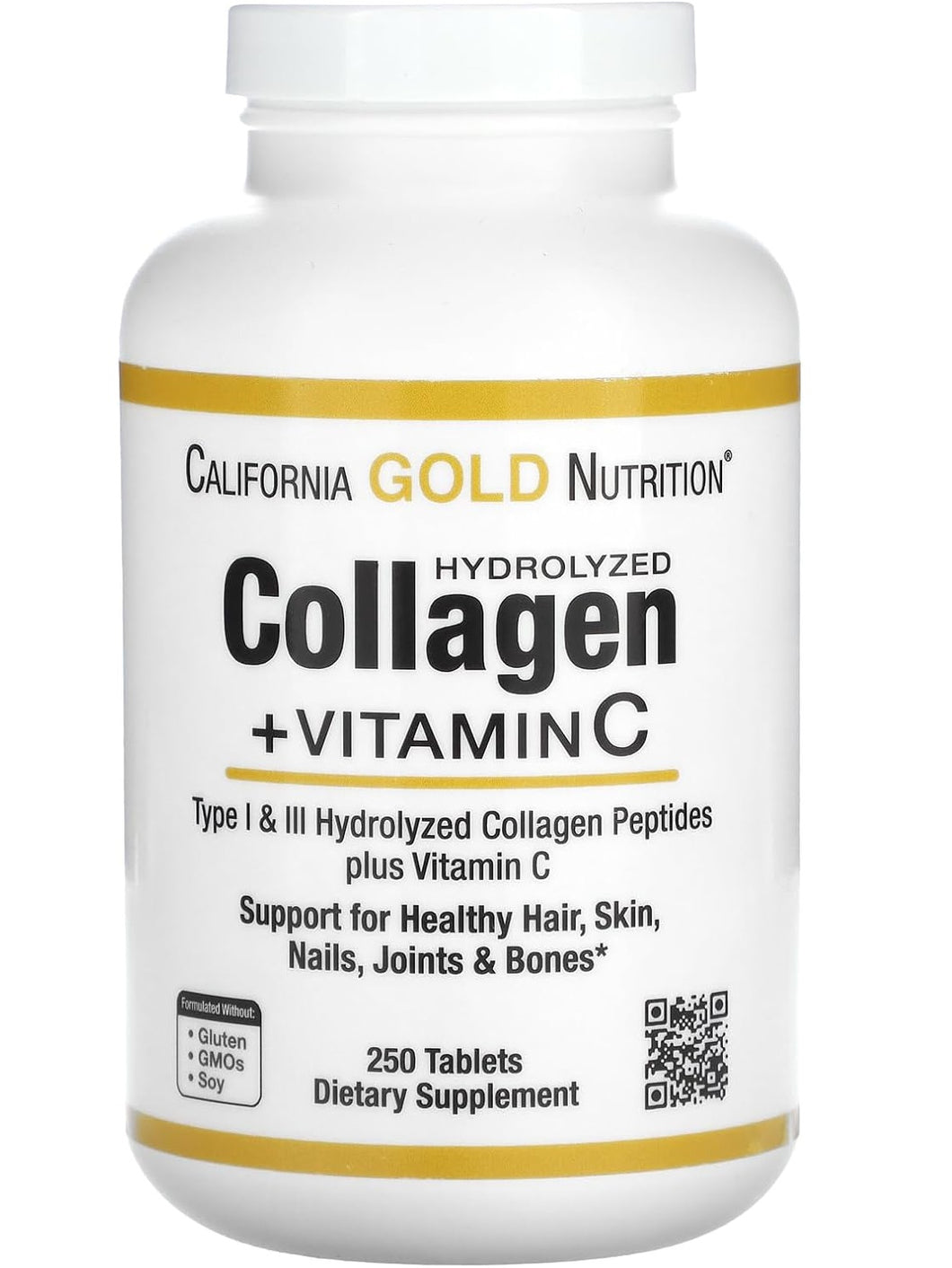 Colágeno Hidrolizado, con vitamina C, 250 tabletas