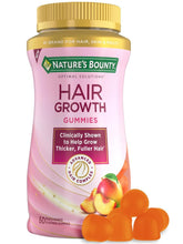 Cargar imagen en el visor de la galería, Gomitas Nature&#39;s Bounty para el crecimiento del cabello: un cabello más grueso y abundante con biotina, silicio y arginina, sabor a melocotón y mango. Sin gluten, sin lactosa, sodio ni pescado. 60 gomitas/30 servicios. PPU
