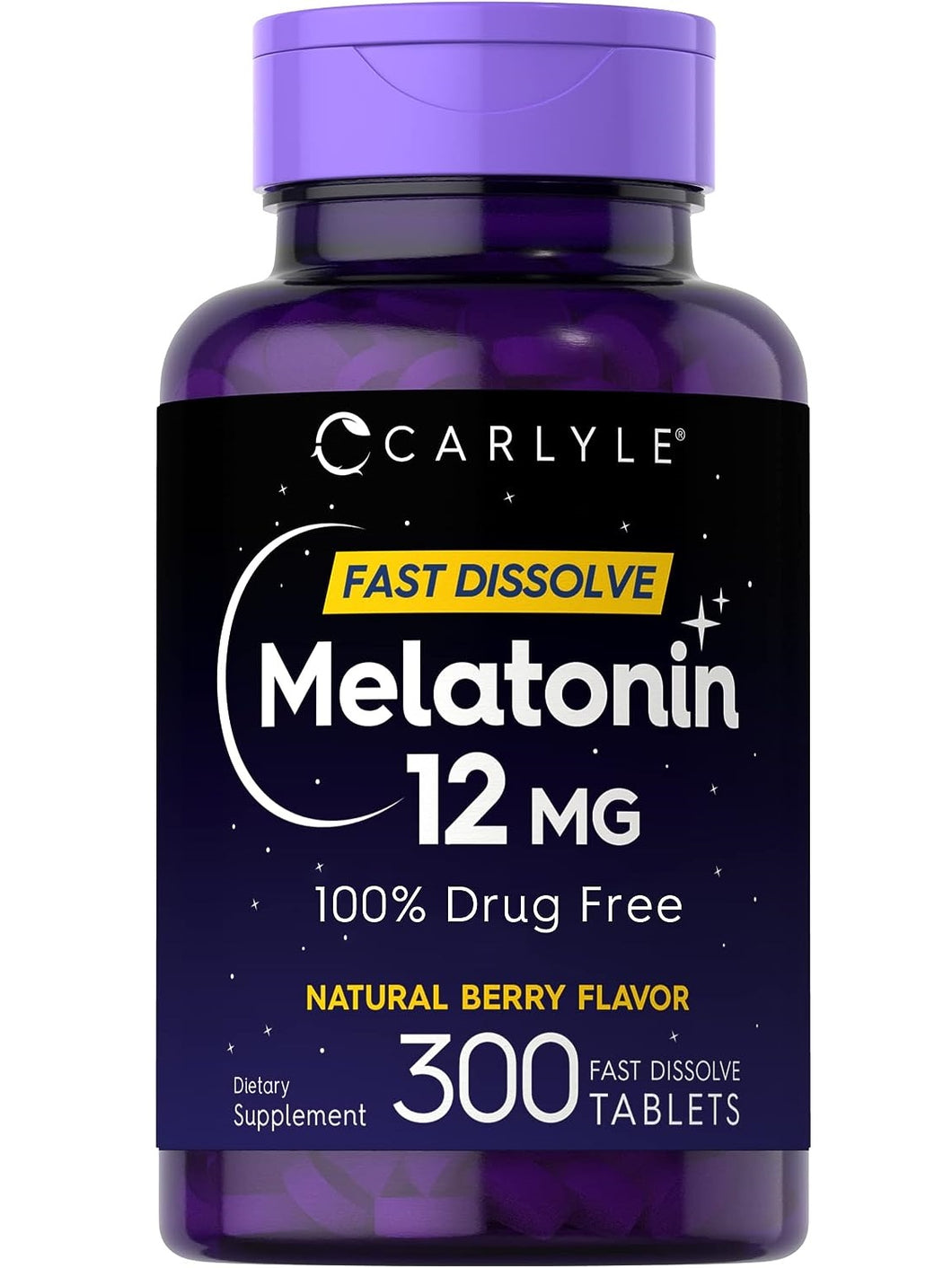 Melatonina extra fuerte de 12 mg. Mejora tu sueño, Sin drogas, 100% natural. Carlyle. 300 tabletas.