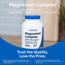 Cargar imagen en el visor de la galería, Complejo de Magnesio (magnesium complex) 500mg, Nutricost, Óxido de Magnesio, Citrato y Glicinato - Sin Gluten y Sin OGM, 240 Cápsulas
