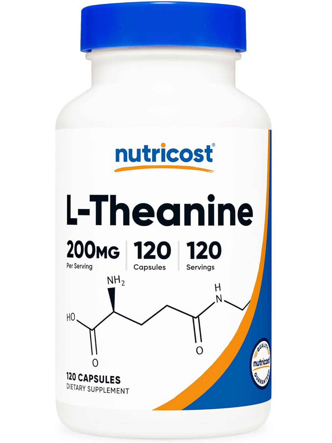 L-Teanina, 200mg, sueño, relajación, función cerebral. Nutricost. 120 cápsulas