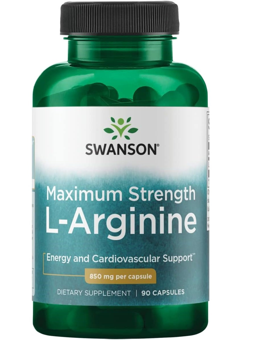 L-Arginina extra fuerte. Mejora el desempeño sexual, circulación, y crecimiento muscular. Swanson. 90 cápsulas.