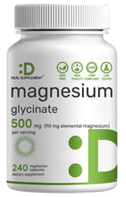 Cargar imagen en el visor de la galería, Glicinato de Magnesio Quelado Deal Supplement 500 mg, 240 Cápsulas Vegetarianas | Alta Absorción, Apoyo a la Relajación, Salud Muscular y Sistema Nervioso
