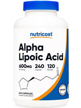 Cargar imagen en el visor de la galería, Ácido alfa lipoico (Alpha Lipoid Acid), 600 mg,  Nutricost, 240 cápsulas
