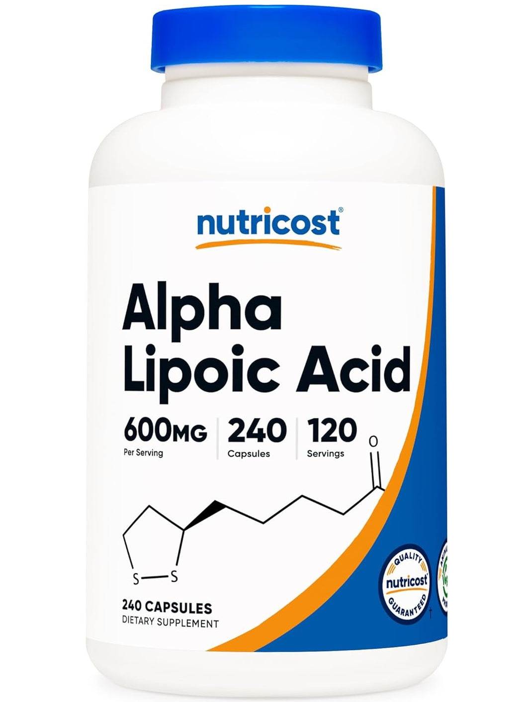 Ácido alfa lipoico (Alpha Lipoid Acid), 600 mg,  Nutricost, 240 cápsulas