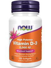 Cargar imagen en el visor de la galería, Vitamina D3, 2000 IU, 120 softgels
