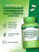 Cargar imagen en el visor de la galería, Complejo de glucosamina condroitina MSM y cúrcuma, 90 capletas
