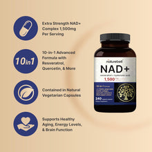 Cargar imagen en el visor de la galería, NAD+ con resveratrol y ácido hialurónico, Complejo 10 en 1 , quercetina, fisetina, colágeno y más – Sin OMG, 240 cápsulas

