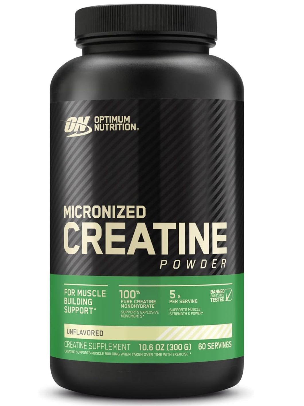 Creatina micronizada, Optimun Nutrition, 300 gramos, 60 servicios