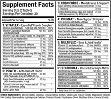Cargar imagen en el visor de la galería, Vitaform, Mezcla masculina Virimax, antioxidantes y el 100% de la ingesta diaria recomendada de nutrientes esenciales, Formulado específicamente para hombres, 60 tabletas

