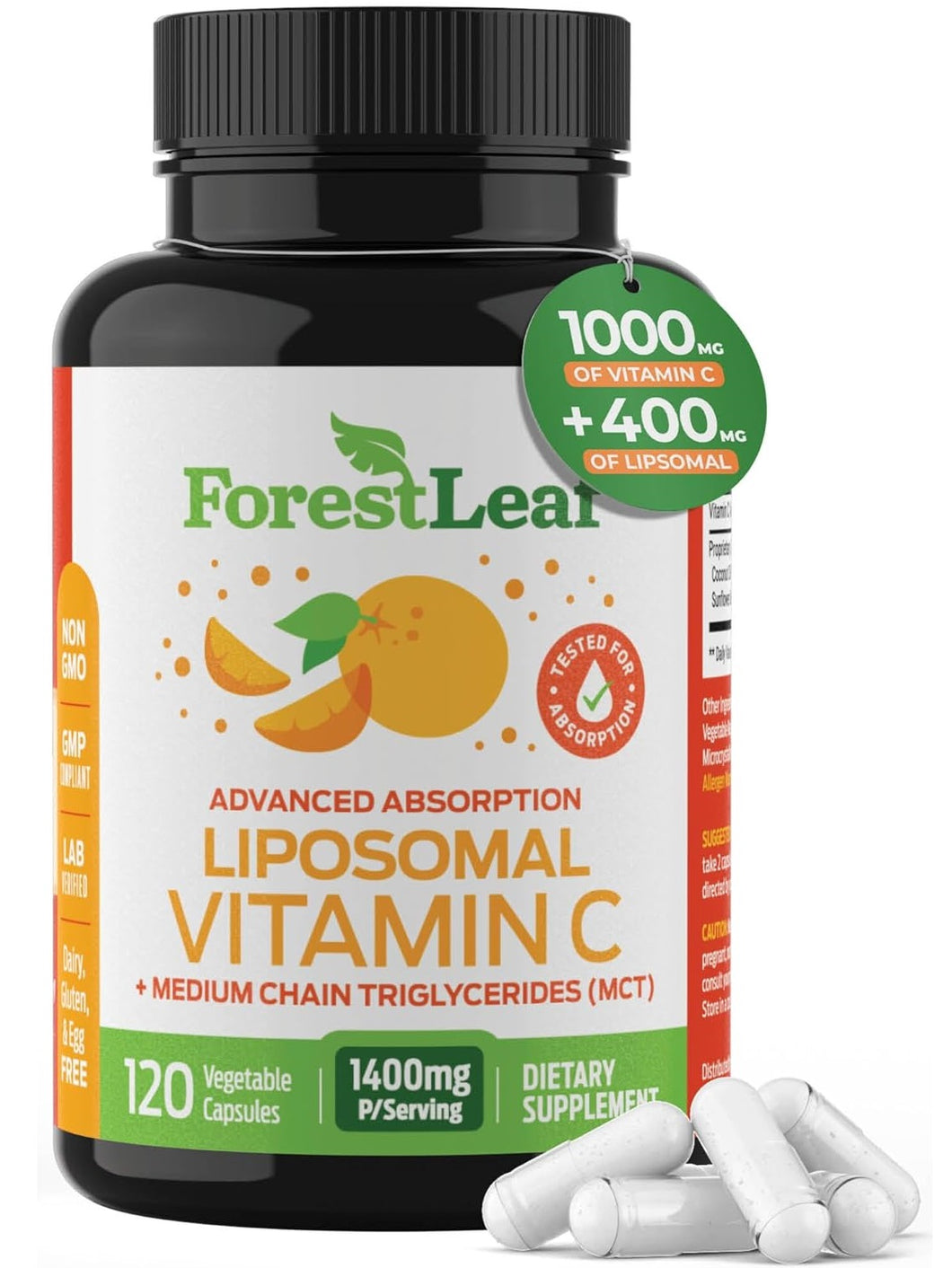 Vitamina C Liposomal, ForestLeaf, 120 cápsulas