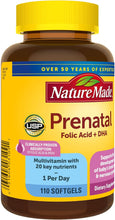 Cargar imagen en el visor de la galería, Prenatales, multivitamínico con ácido fólico+ DHA, Nature Made, 110 softgels
