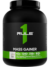 Cargar imagen en el visor de la galería, Proteina MASS GAINER, Rule 1, Fórmula hipercalórica para el aumento de peso con más de 1,220 calorías, más de 250 g de mezcla de carbohidratos complejos y 40 g de proteína 100% de suero por porción, 5.73 libras, varios sabores disponibles
