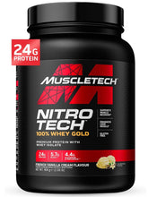 Cargar imagen en el visor de la galería, Proteína Muscletech, NitroTech 100% Whey Gold, 24 gramos de proteína, 5.4 gramos BCAA, 4 gramos Glutamina, 2  Libras
