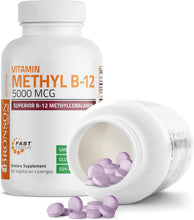 Cargar imagen en el visor de la galería, Metil B12 5000 mcg Vitamina B12 Metilcobalamina, Bronson,  Energía y Apoyo Cerebral,  60 Pastillas

