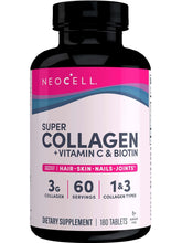 Cargar imagen en el visor de la galería, Super Colageno NeoCell, con vitamina C y Biotina, 180 Tabletas
