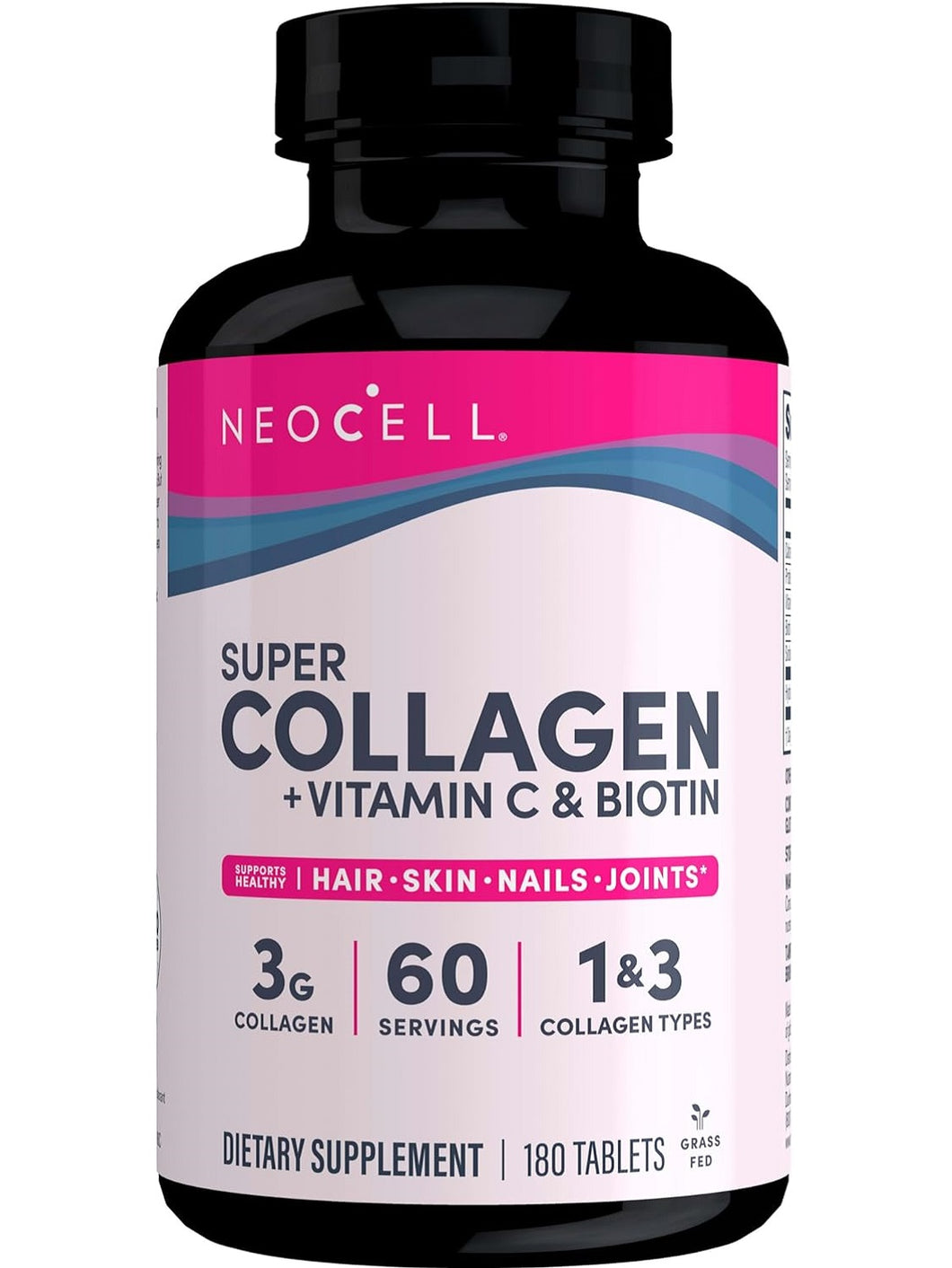 Super Colageno NeoCell, con vitamina C y Biotina, 180 Tabletas