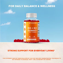 Cargar imagen en el visor de la galería, Vitamina D3 + K2, 60 gomitas
