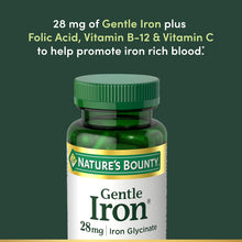 Cargar imagen en el visor de la galería, Nature's Bounty Gentle Iron, Hierro, Cápsulas de 28 mg con vitamina C, ácido fólico, suplemento de hierro de vitamina B-12, sin OMG, sin gluten, 90 cápsulas
