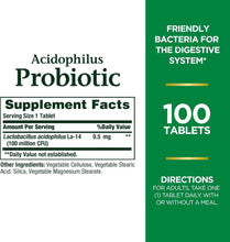 Cargar imagen en el visor de la galería, Probiótico acidófilo, Nature&#39;s Bounty, 100 tabletas

