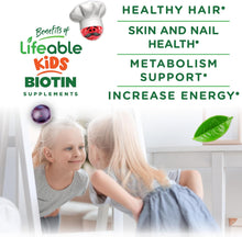 Cargar imagen en el visor de la galería, Biotina para niños, 5000 mcg, 90 gomitas
