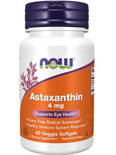 Cargar imagen en el visor de la galería, Astaxantina, 4 mg, Now, 60 softgels
