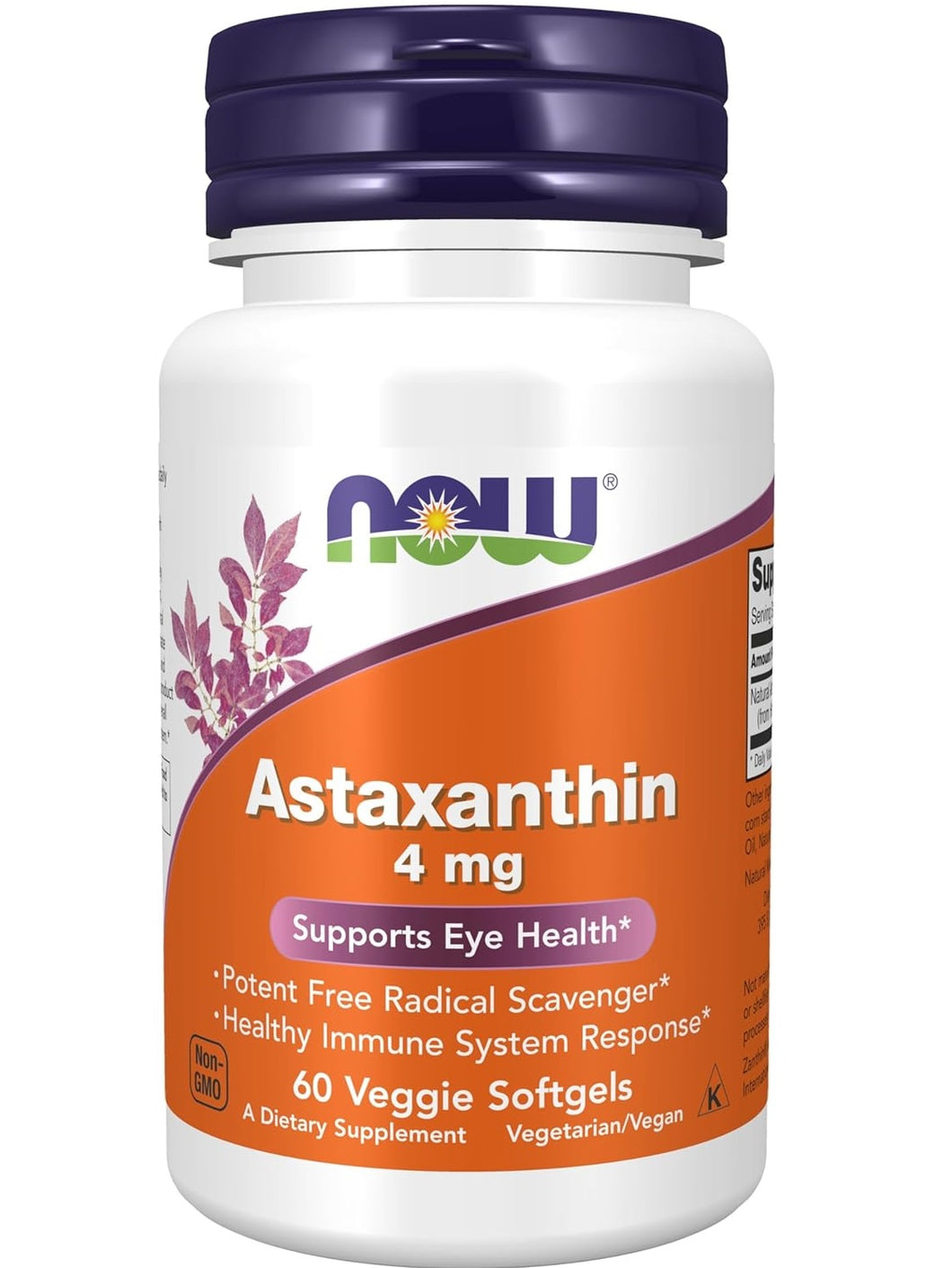 Astaxantina, 4 mg, Now, 60 softgels