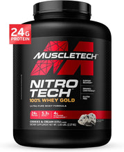 Cargar imagen en el visor de la galería, Proteína Muscletech, Cookies &amp; Cream  NitroTech 100% Whey Gold, 24 gramos de proteína, 5.4 gramos BCAA, 4 gramos Glutamina, 5 Libras
