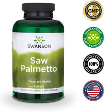 Cargar imagen en el visor de la galería, SAW PALMETTO: Suplemento pasa la salud de la próstata y todo el tracto urinario. Swanson. 250 cápsulas
