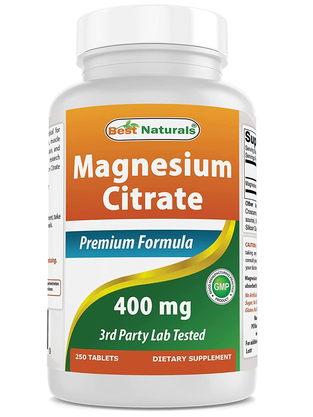 Citrato de Magnesio, 400mg, 250 tabletas, Best Naturals, estrés, relajación, estreñimiento, mejora el sueño