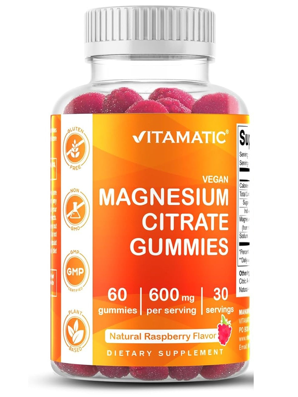 Citrato de Magnesio, 600 mg, Vitamatic, 60 gomitas