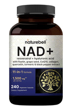 Cargar imagen en el visor de la galería, NAD+ con resveratrol y ácido hialurónico, Complejo 11 en 1 , quercetina, fisetina, colágeno y más – Sin OMG, 240 cápsulas
