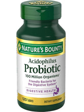Cargar imagen en el visor de la galería, Probiótico acidófilo, Nature&#39;s Bounty, 120 tabletas
