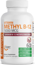Cargar imagen en el visor de la galería, Metil B12 5000 mcg Vitamina B12 Metilcobalamina, Bronson,  Energía y Apoyo Cerebral,  60 Pastillas
