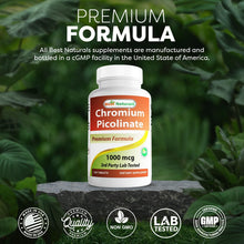 Cargar imagen en el visor de la galería, Picolinato de cromo, 1000 mcg. Best Naturals. 120 tabletas
