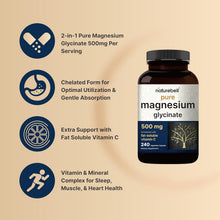 Cargar imagen en el visor de la galería, Glicinato de magnesio, 500 mg, 100 % quelado y purificado, probado por terceros, sin OGM y sin gluten, 240 cápsulas
