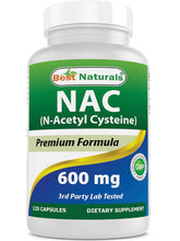 Cargar imagen en el visor de la galería, NAC, (N-acetilcisteína), Best Naturals, 600 mg, 120 cápsulas
