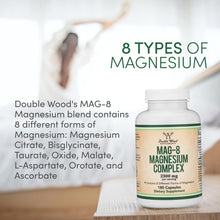 Cargar imagen en el visor de la galería, Complejo de magnesio (magnesium complex) (426 mg de magnesio elemental proporcionado por 2,300 mg de ocho formas diferentes de magnesio) MAG-8 proporciona 100% el valor recomendado 100% diario de magnesio, 180 cápsulas

