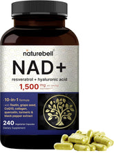 Cargar imagen en el visor de la galería, NAD+ con resveratrol y ácido hialurónico, Complejo 10 en 1 , quercetina, fisetina, colágeno y más – Sin OMG, 240 cápsulas
