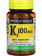 Cargar imagen en el visor de la galería, Vitamina K2, 100 mcg, 100 tabletas Mason
