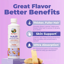 Cargar imagen en el visor de la galería, MaryRuth's Hair Growth Max Liposomal para mujeres | Lustriva® + Biotina 10.000 mcg + Aceite de semilla de calabaza | Cuidado del cabello | Arrugas, líneas de expresión, cuidado de la piel | A partir de 18 años | Certificación CLP | 15,22 onzas líquidas
