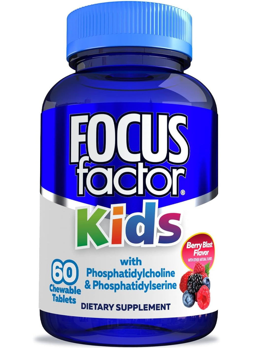 Focus Factor para niños, apoya la función cerebral, memoria, 60 tabletas masticables