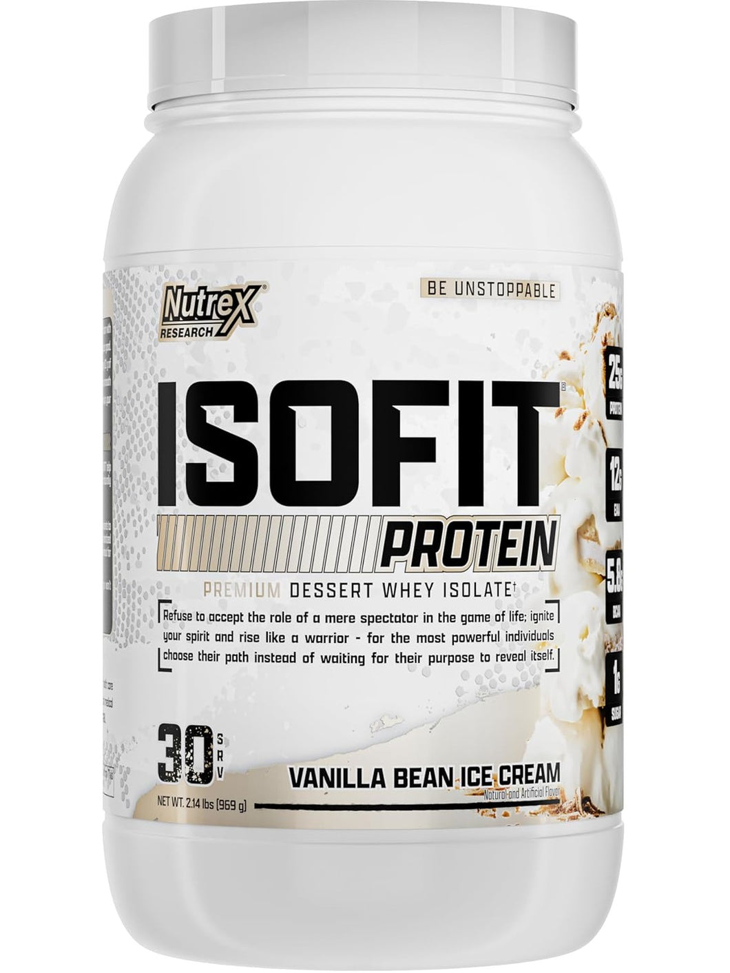 Proteína en polvo ISOFIT, con EAA y BCAA, sabor vainilla, 2.14 libras