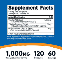 Cargar imagen en el visor de la galería, Tongkat Ali, 1000 mg, Nutricost, 120 cápsulas
